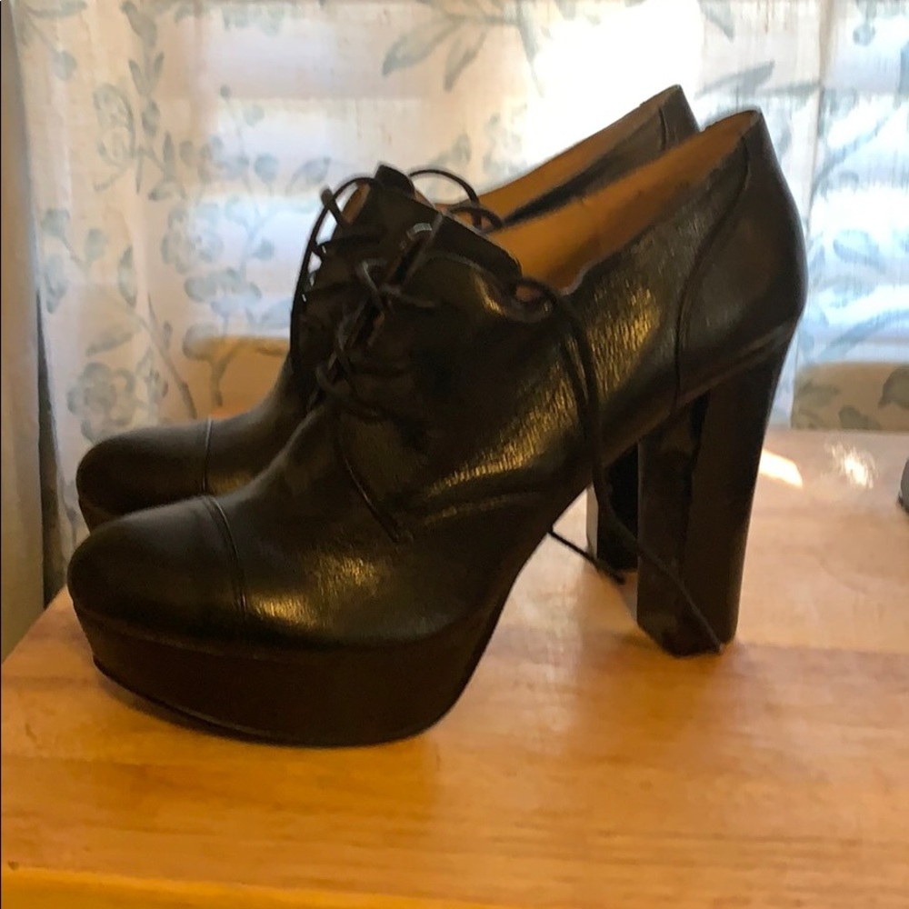 Leather platform lace up booties size 7
